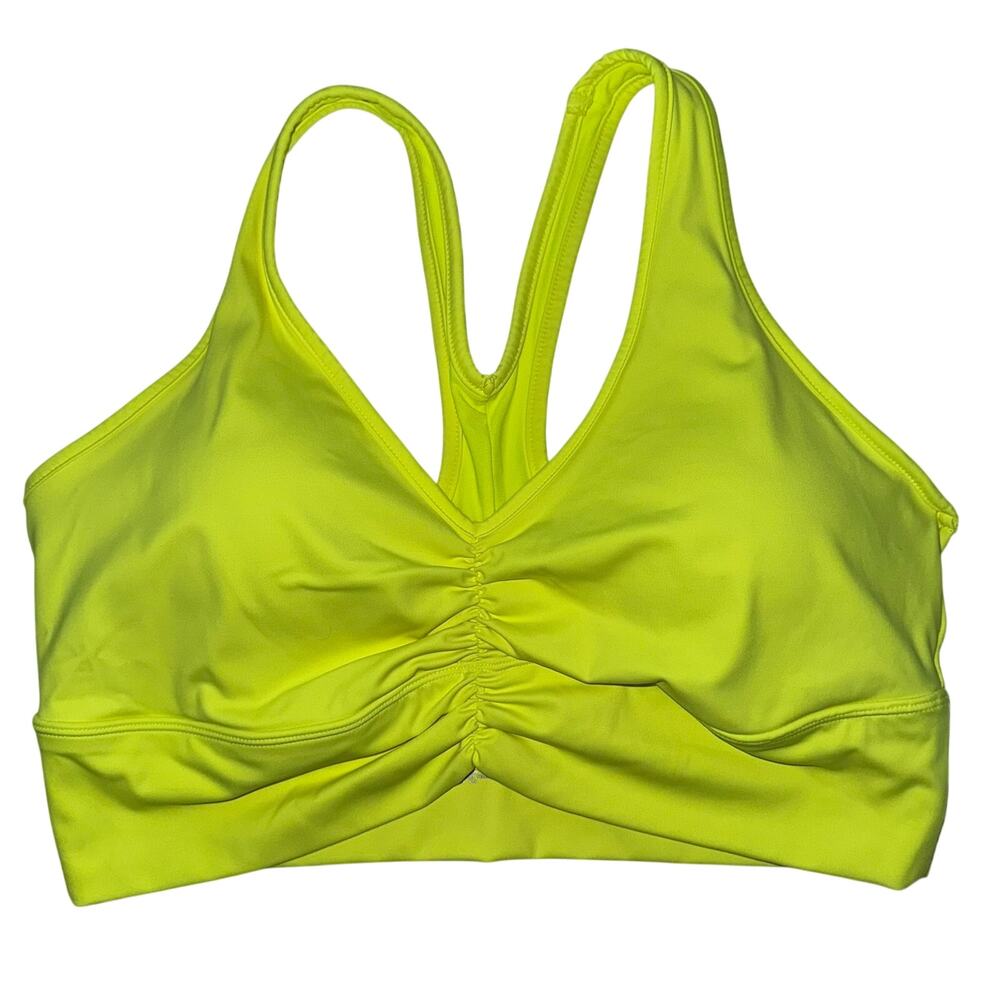 Avia Bright Yellow Ruched V-Neck Racerback Sports Bra‎ Womens XXL 20